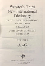 Load image into Gallery viewer, Webster&#39;s Third New International Dictionary and Seven Language Dictionary: Three Volumes
