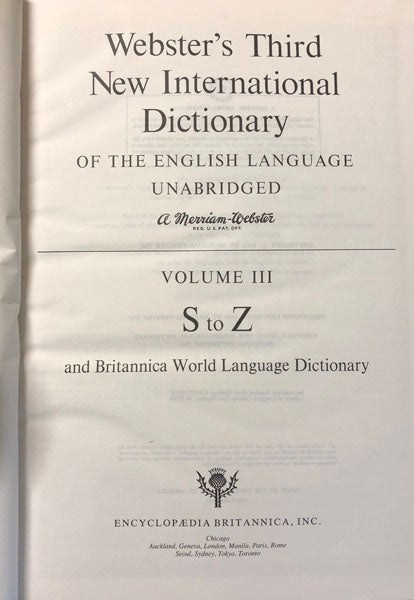 Webster's Third New International Dictionary and Seven