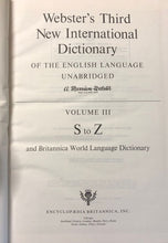 Load image into Gallery viewer, Webster&#39;s Third New International Dictionary and Seven Language Dictionary: Three Volumes