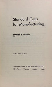 Standard Costs for Manufacturing