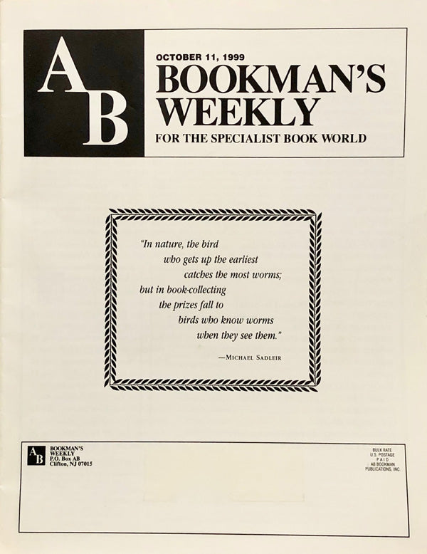 Bookman's Weekly - October 11, 1999