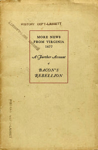 More News From Virginia: A Further Account of Bacon's Rebellion